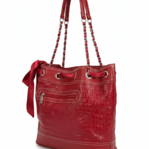 Red bucket bag.